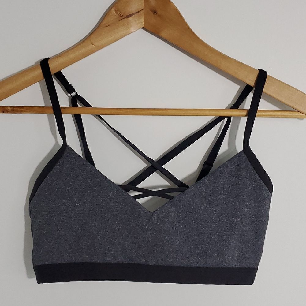 Afriel & Tabbris Strappy Sports Bra Grey and Black Size S